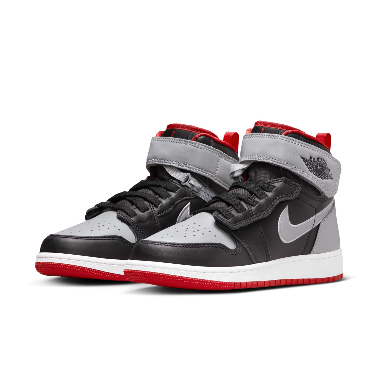 (GS) Air Jordan 1 Hi FlyEase 'Black Cement Grey Red' DC7986-010