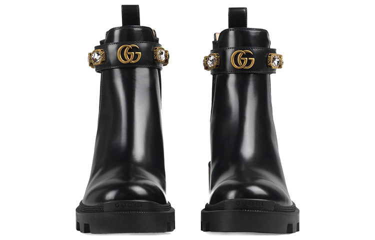 (WMNS) Gucci Ankle Boot With Belt 'Black Leather' 550036-DKS00-1000
