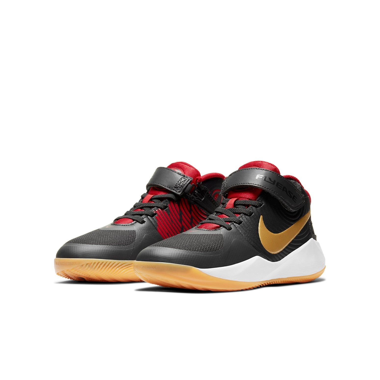(GS) Nike Team Hustle D 9 FlyEase 'Black Red Gold' BV2952-003