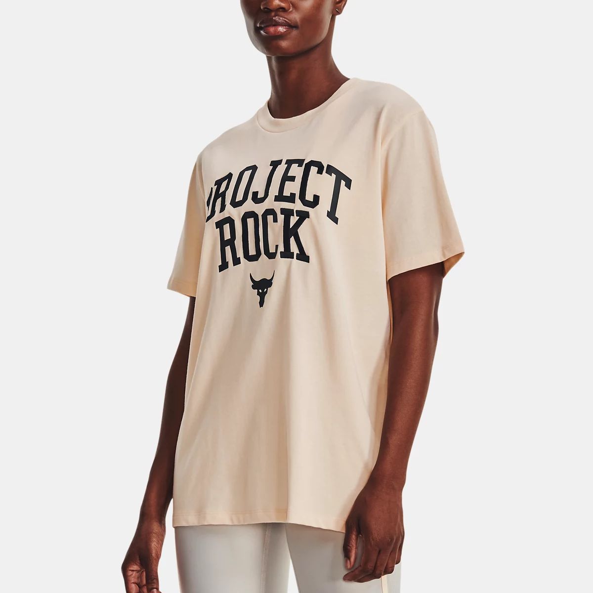 (WMNS) Under Armour Project Rock Heavyweight Campus T-Shirt 'Peach Puff' 1377449-804