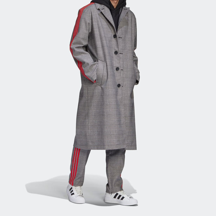 adidas originals x 424 Trench Coat Crossover Gray Plaid Long Windbreaker Gray FS6235