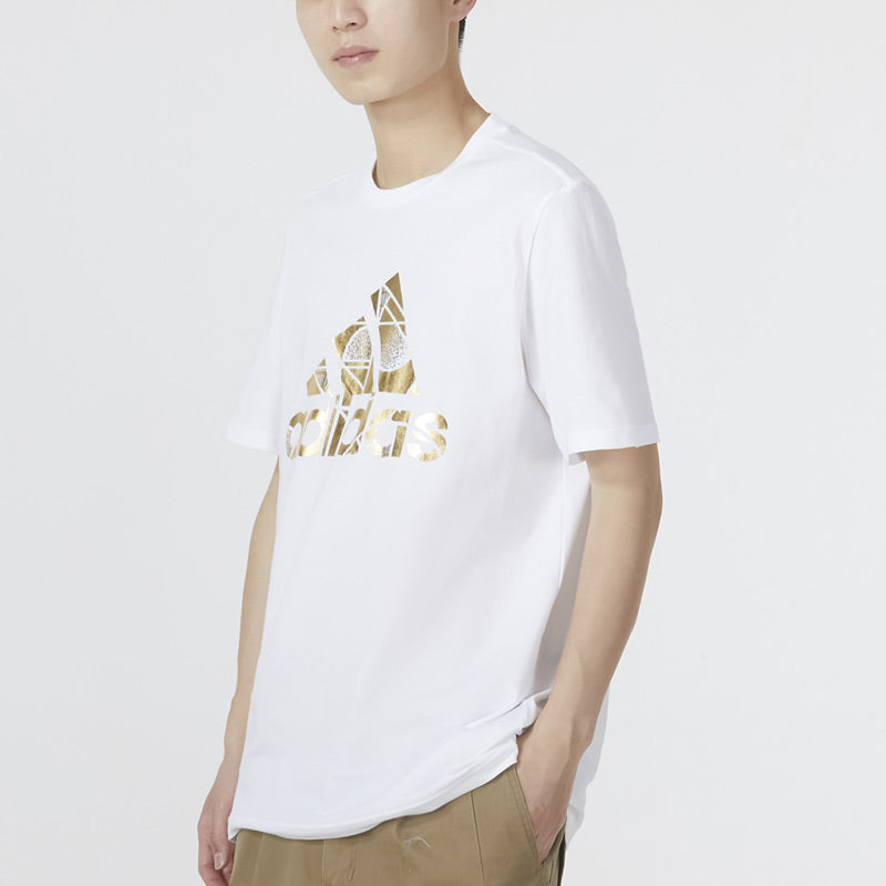 adidas Large Logo Printing Casual Round Neck Short Sleeve White HG2179