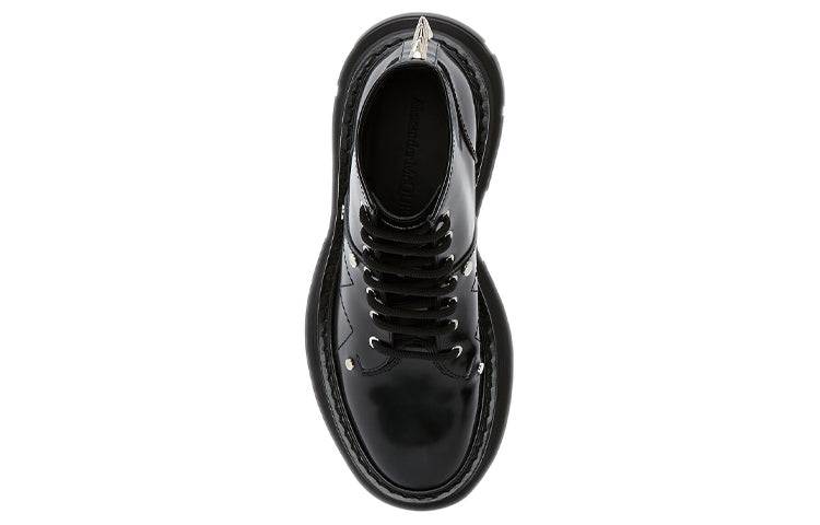 (WMNS) Alexander McQueen Leather Tread Ankle Boots 'Black' 685692WHZ851081