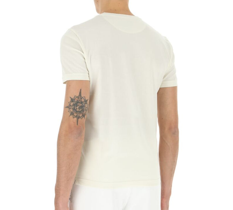 Men's FENDI FF Geometry Pattern Cotton Round Neck Short Sleeve White FY0894ABQY-F0QG1