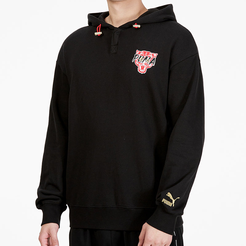 PUMA Unisex Logo Printing Round-neck Sweatshirt Black 536573-01
