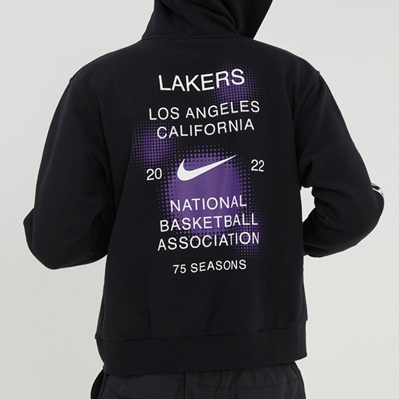 Men's Air Jordan NBA Los Angeles Lakers Printing Knit Fleece Pullover Black DH9454-010