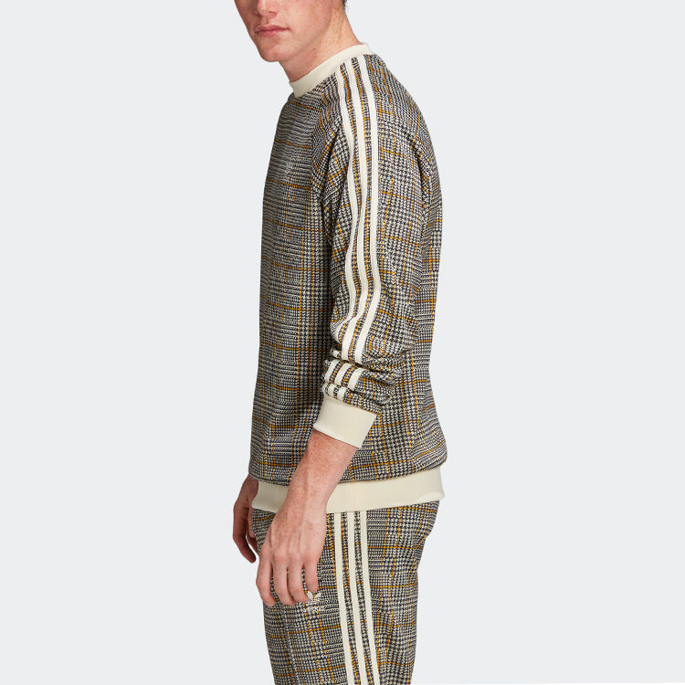 adidas originals Tartan Crewneck Plaid Round Neck Khaki ED7019