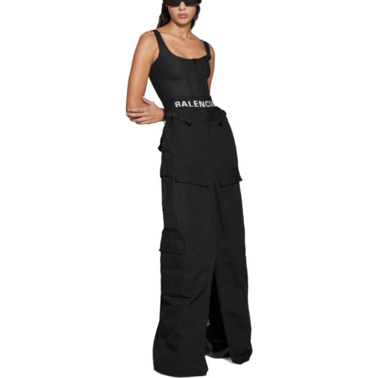 (WMNS) Balenciaga Apron Cargo Pants Skirt 'Black' 748599TKP271000