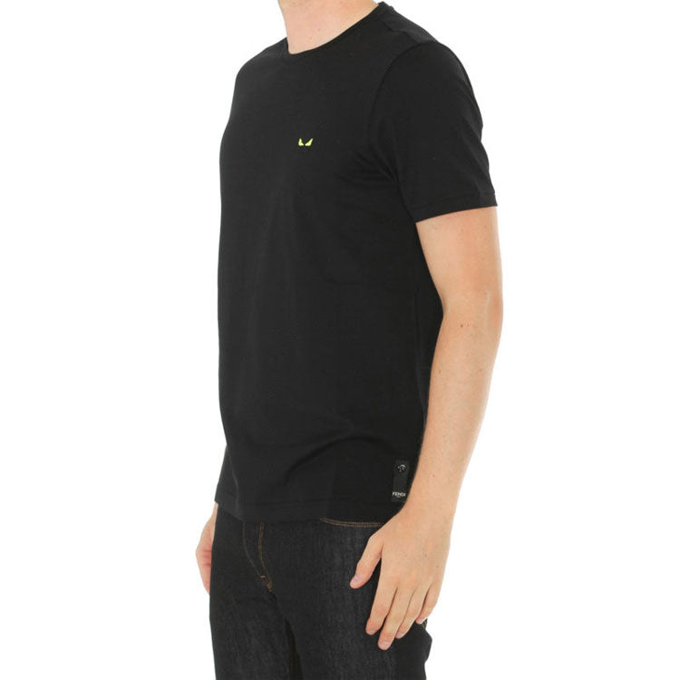 Men's FENDI Small Eye Micro Mark Knit Short Sleeve Black FY0894A875F0QA1