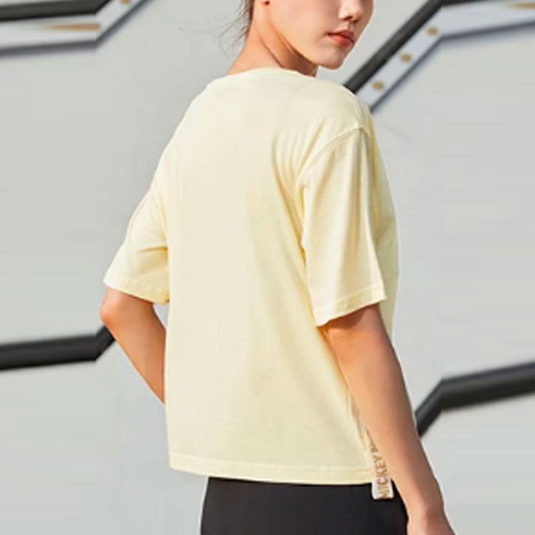 Li-Ning x Disney Crossover Training Series Alphabet Printing Webbing Loose Sports Short Sleeve Yellow ATSR204-2