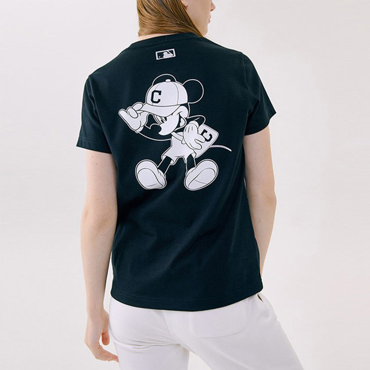 MLB x Disney Crossover Cleveland Indians Cleveland Guardians Mickey Printing Short Sleeve Unisex Black 31TSK1031-45L