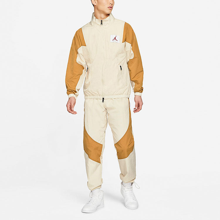 Air Jordan Flight Stitched Casual Sports Collar Jacket For Men Wheat CV3151-275