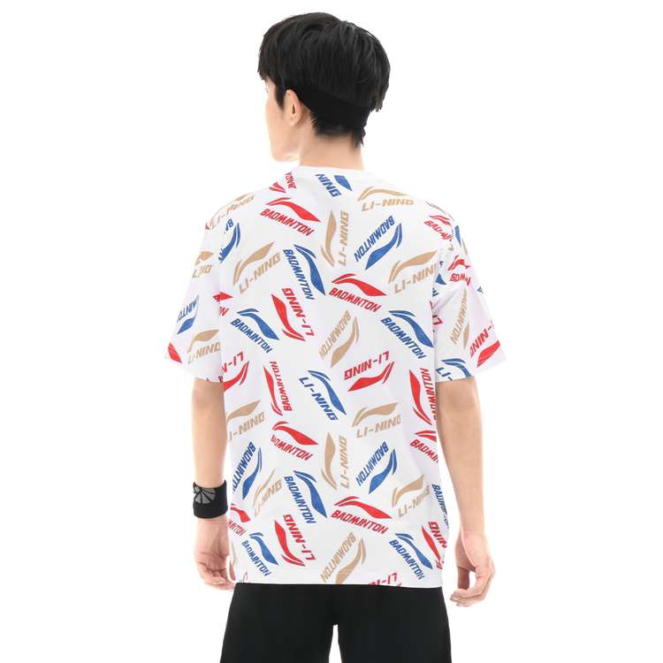 Li-Ning Badminton Series Full Print Logo Tee 'White Multi' AHSR867-1