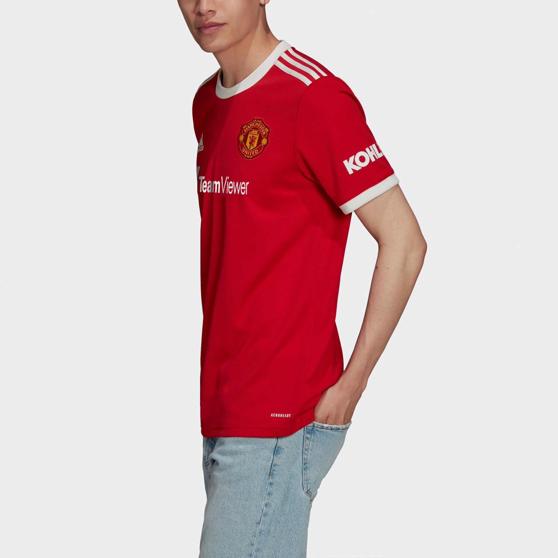 Men's adidas 21-22 Season Manchester United Home Fan Edition Sports Short Sleeve Red Jersey H31447