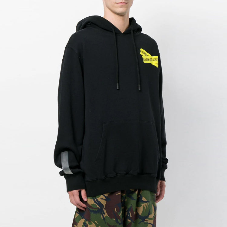 Off-White Firetape Hoodie 'Black Yellow' OMBB029S180030241060-BK