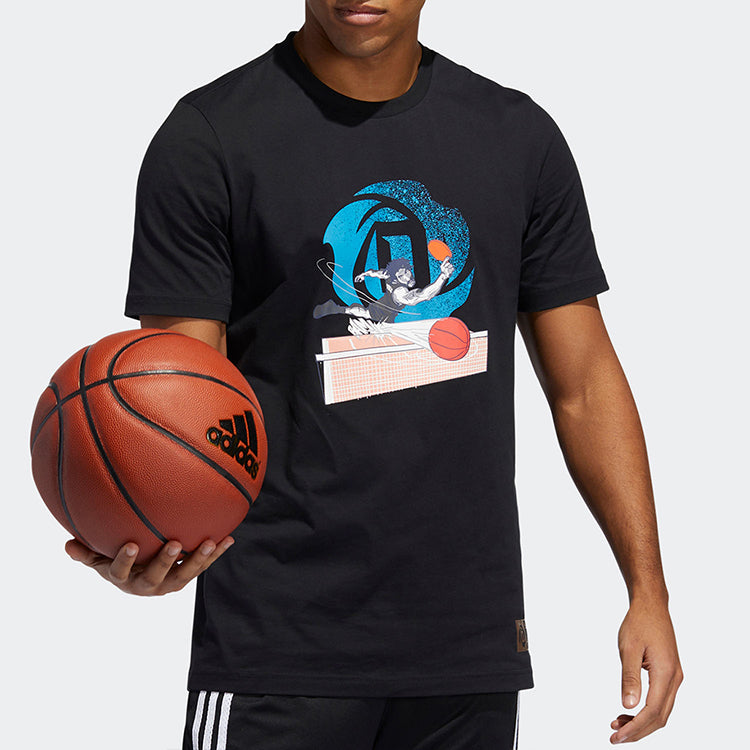 adidas Rose GU PONG Basketball Sports Short Sleeve Black GE4125