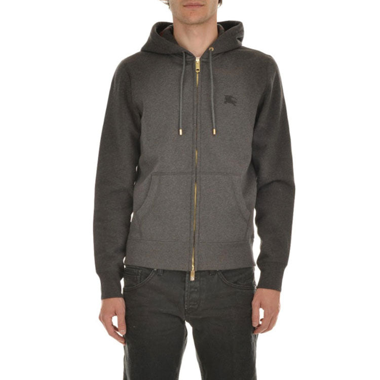 Burberry Logo Embroidery Cotton Zipper Jacket Coat Male Grey 40155591
