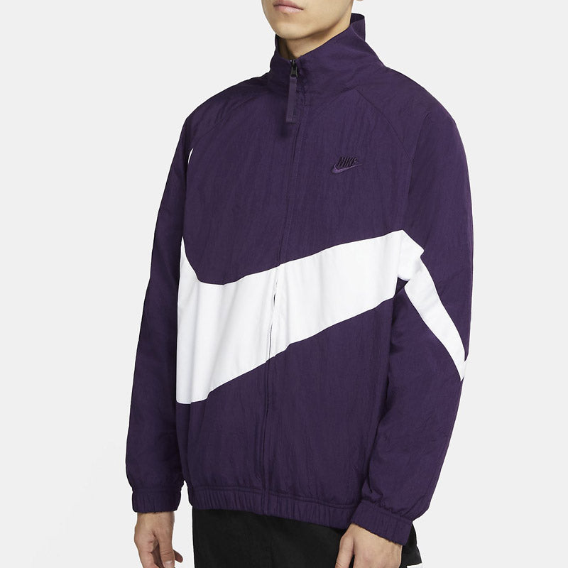 Nike Big Swoosh Sportswear Full Cardigan Woven Stand Collar Jacket For Men Purple AR3133-525