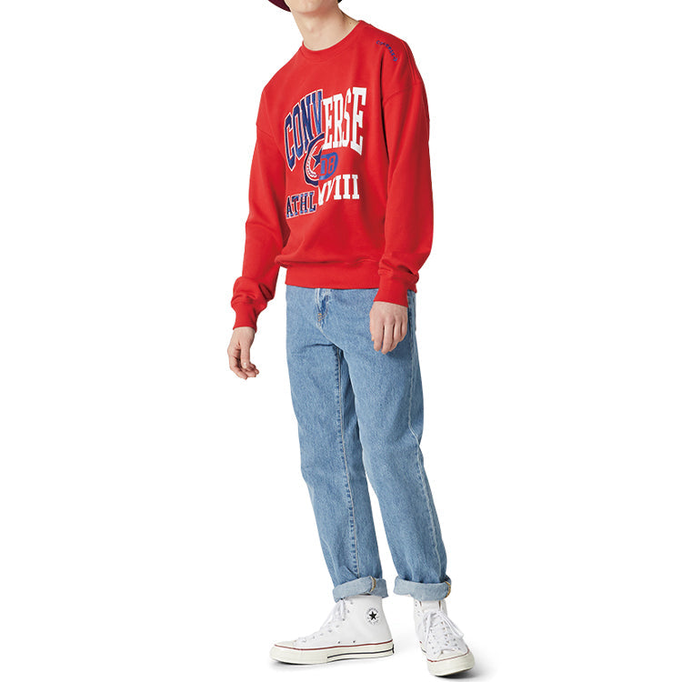 Converse Unisex Logo Printing Round-neck Sweatshirt Red 10018354-A02