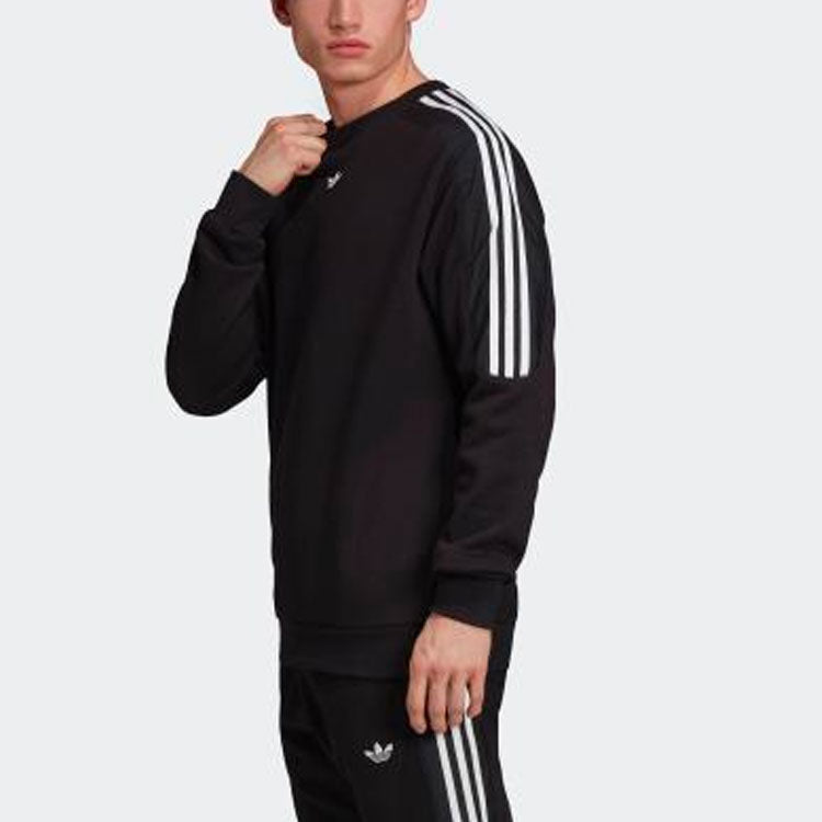 adidas originals Radkin Crewneck Small Logo Embroidered Round Neck Pullover Black DU8141