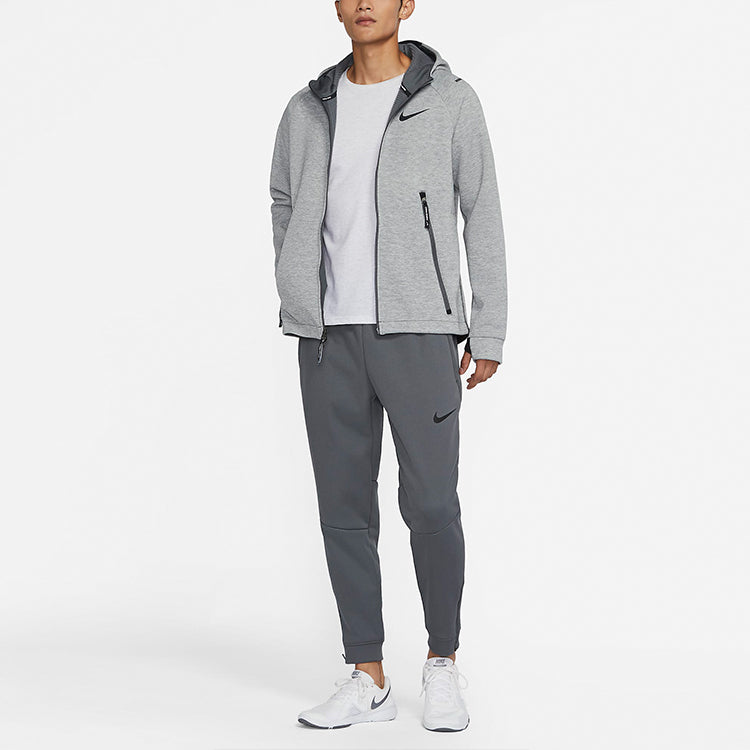 Nike Pro Therma-FIT Full-length zipper Cardigan Knit Training Hooded Jacket Gray DD1879-068