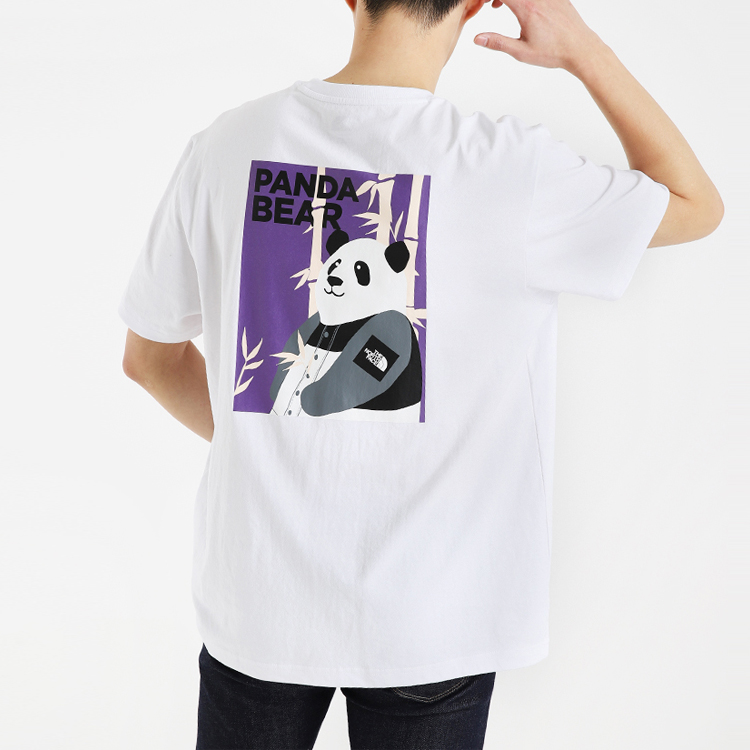 Men's THE NORTH FACE Cartoon Panda Small Logo Short Sleeve White NT7UL12J