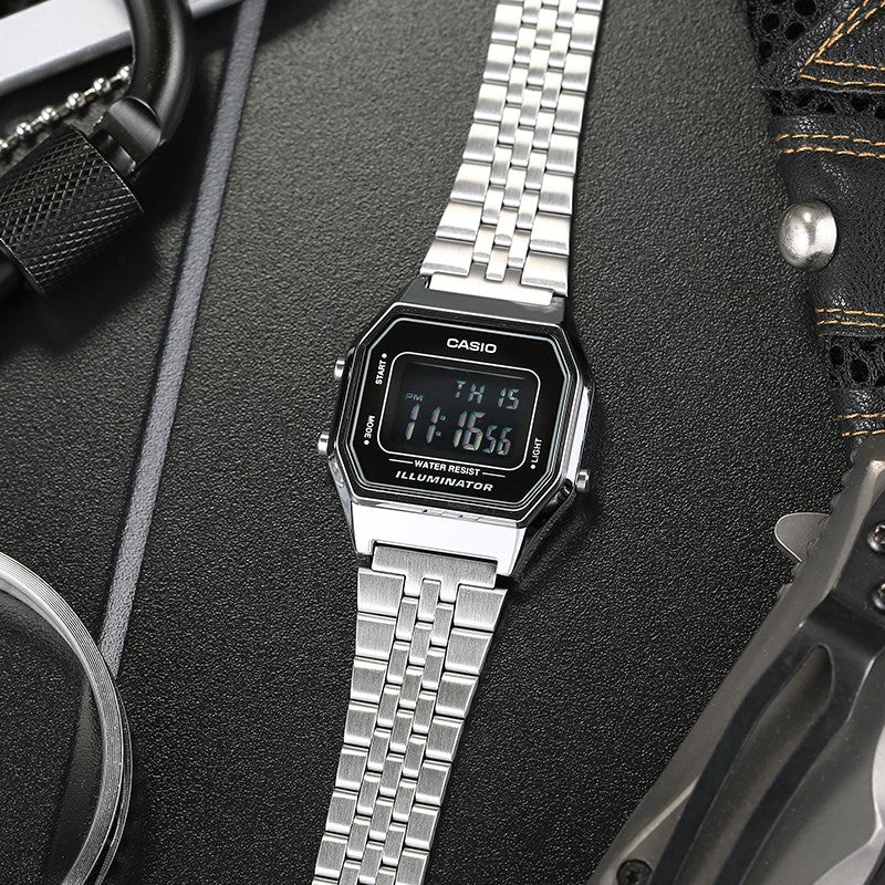 Casio Standard Classic Retro Digital Watch 'Silver Black' LA680WA-1B&A159WA-N1