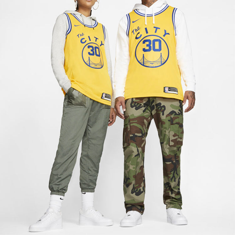 Nike NBA Golden State Warriors Nike Hardwood Classics Curry Swingman Home Jersey Yellow BQ8109-729