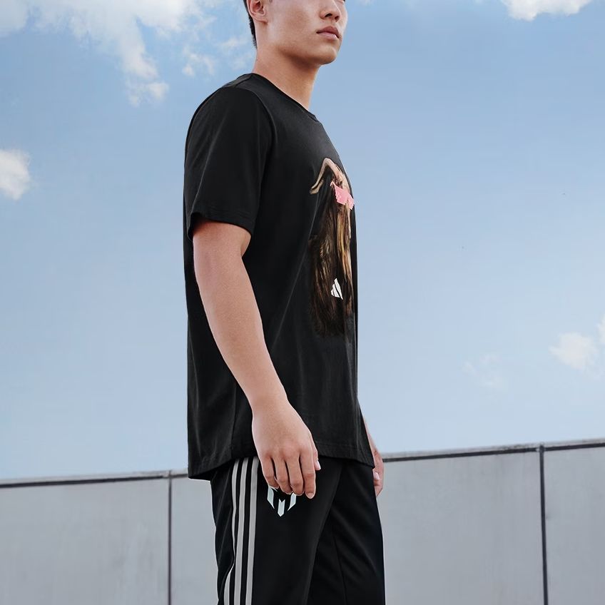 adidas X Messi GOAT Graphic SS T-Shirts Asia Sizing 'Black' JD7127