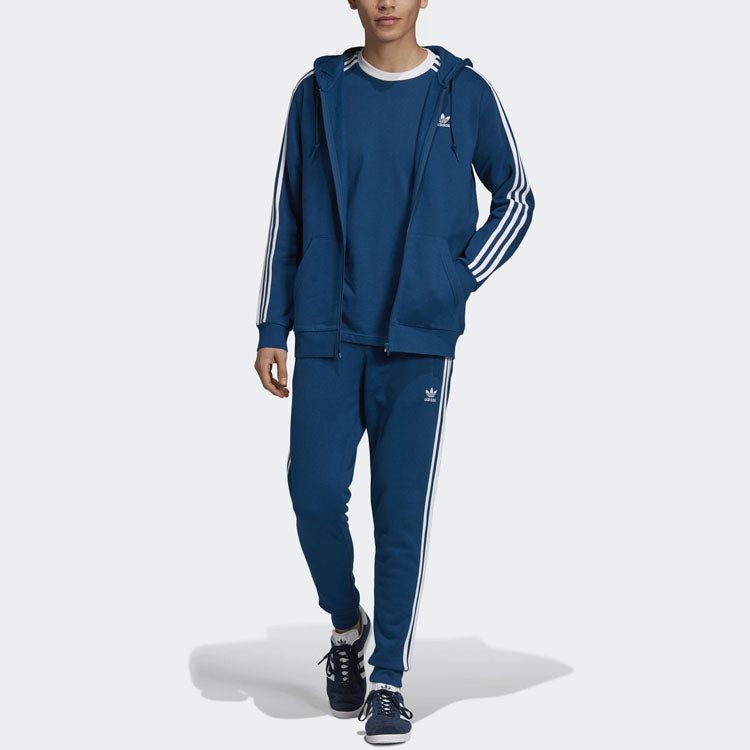 adidas originals Unisex Trefoil Hooded Jacket Blue DV1556