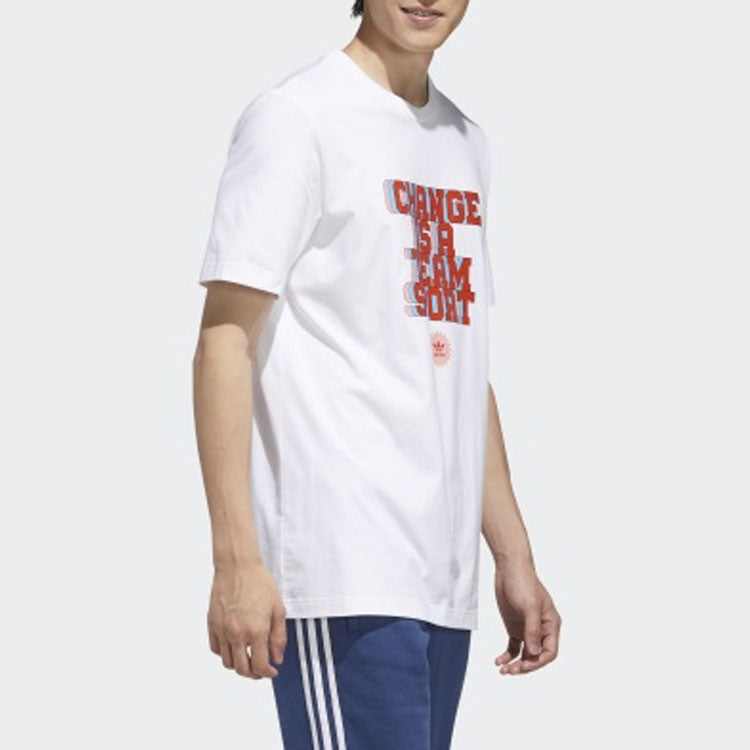 adidas originals Cts Slogan Tee Sports Short Sleeve White GP4297