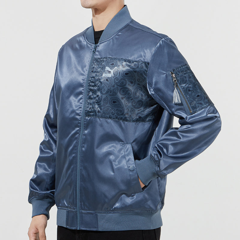 PUMA Paisley Logo cashew aviator Jacket Blue 534971-64