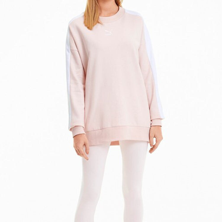 (WMNS) PUMA Casual Sports Colorblock Round Neck Pullover Pink Red 595932-17