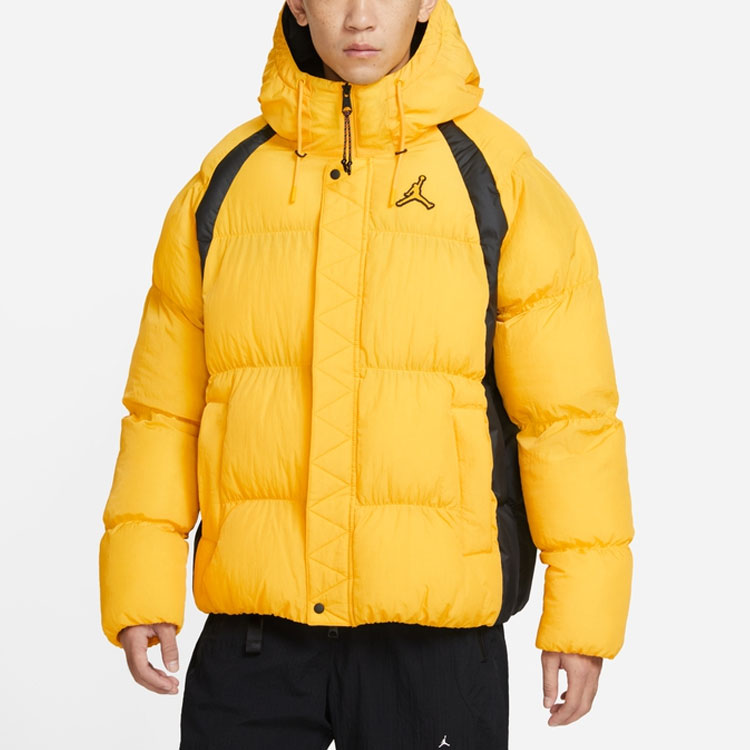 Air Jordan Wide Stripe Zipper Hooded Winter Jacket Men's Yellow DX6596-781