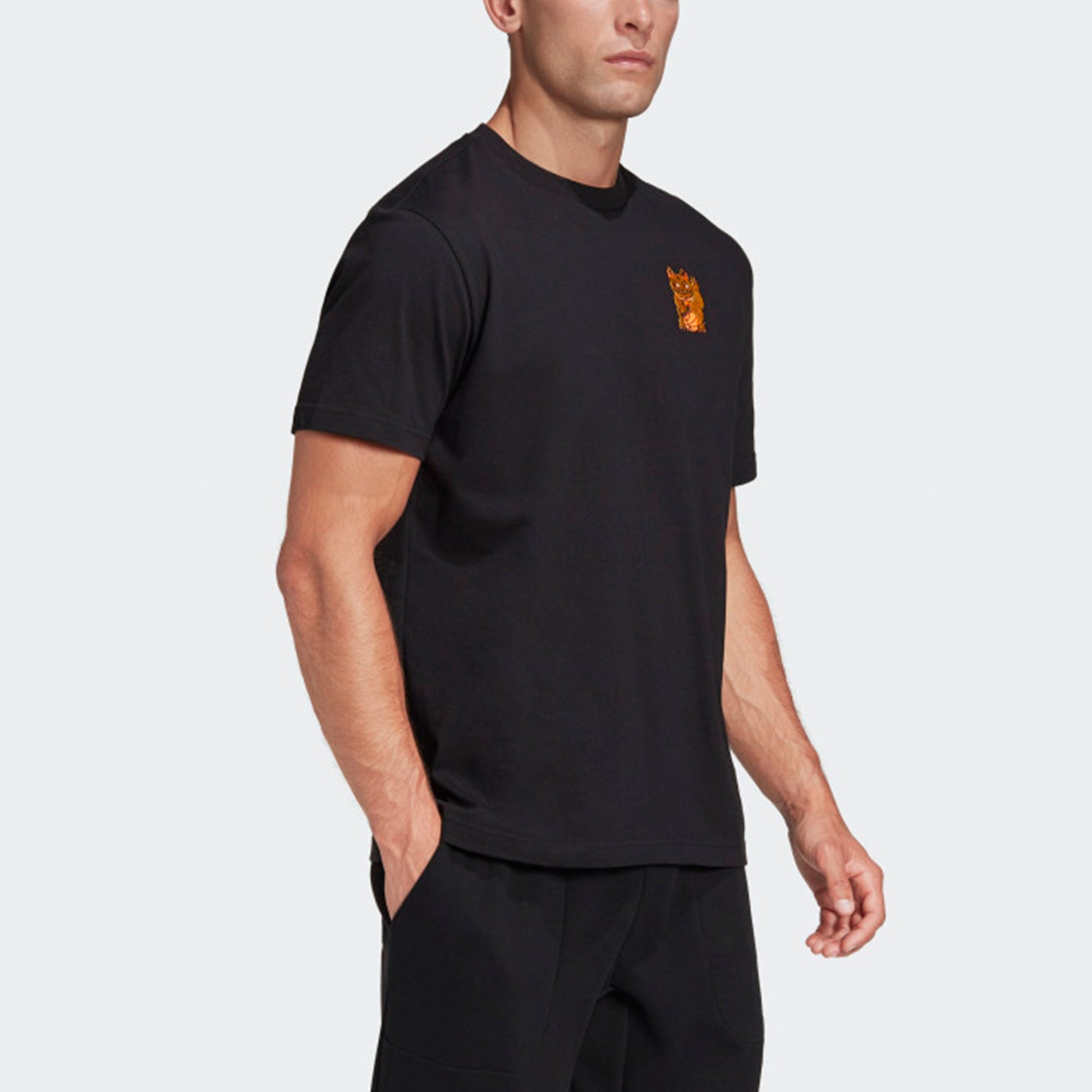 adidas Cat Emb. Gfx Basketball Kitty Embroidery Round NeckShort Sleeve Men's Black GE4703