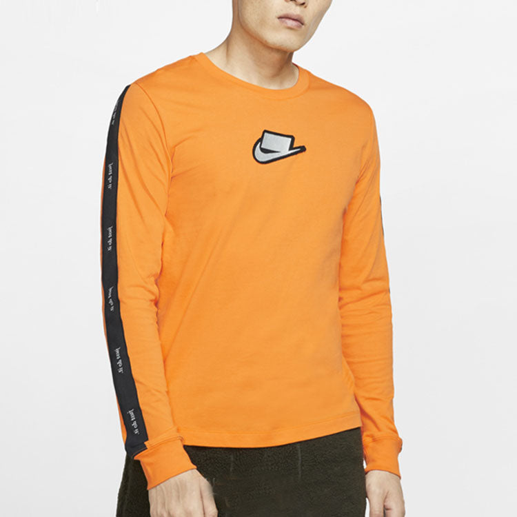 Men's Nike Logo Printing Round Neck Pullover Long Sleeves Yellow T-Shirt CI6215-886