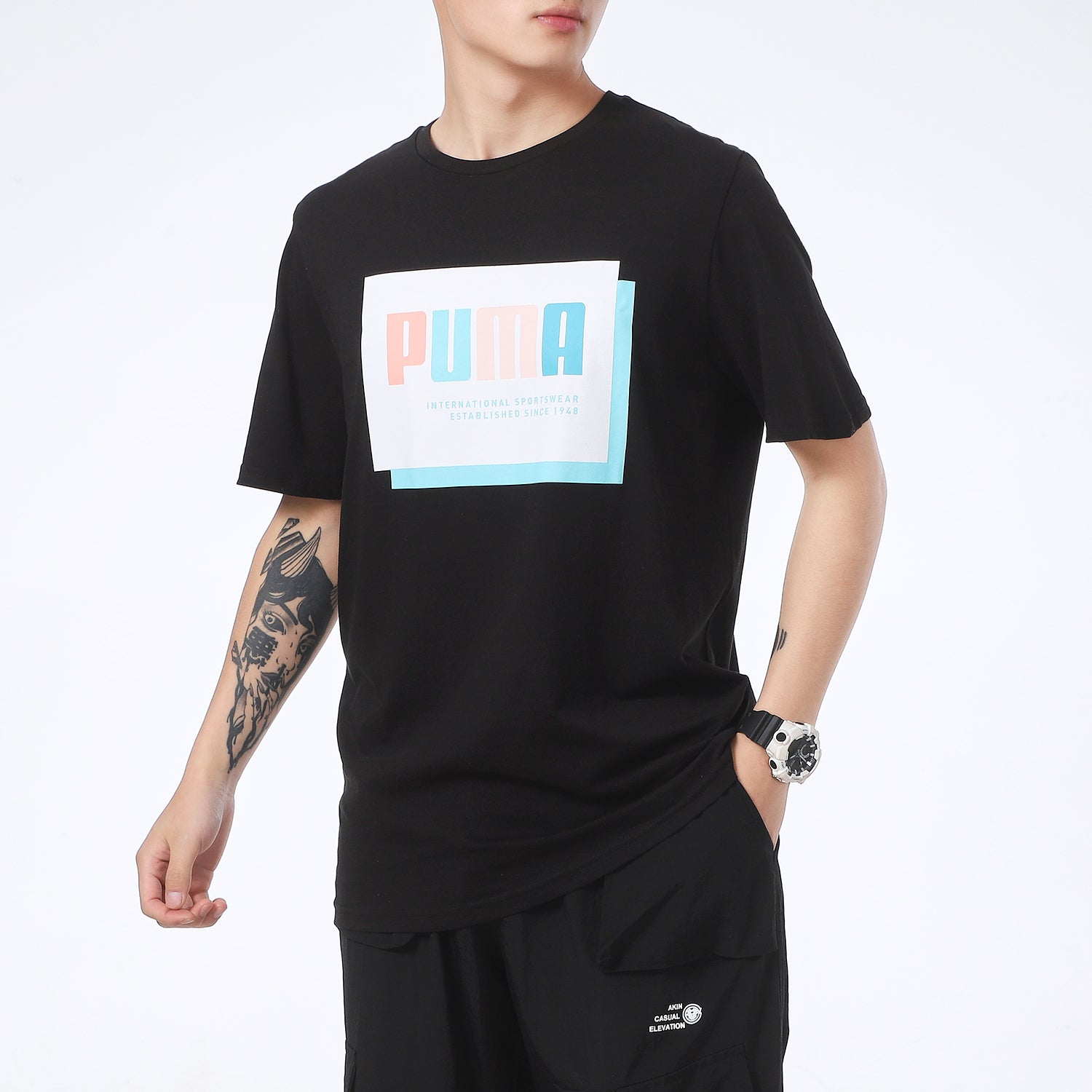 PUMA Graphic Print Regular Fit T-Shirt 'Black' 845864-51