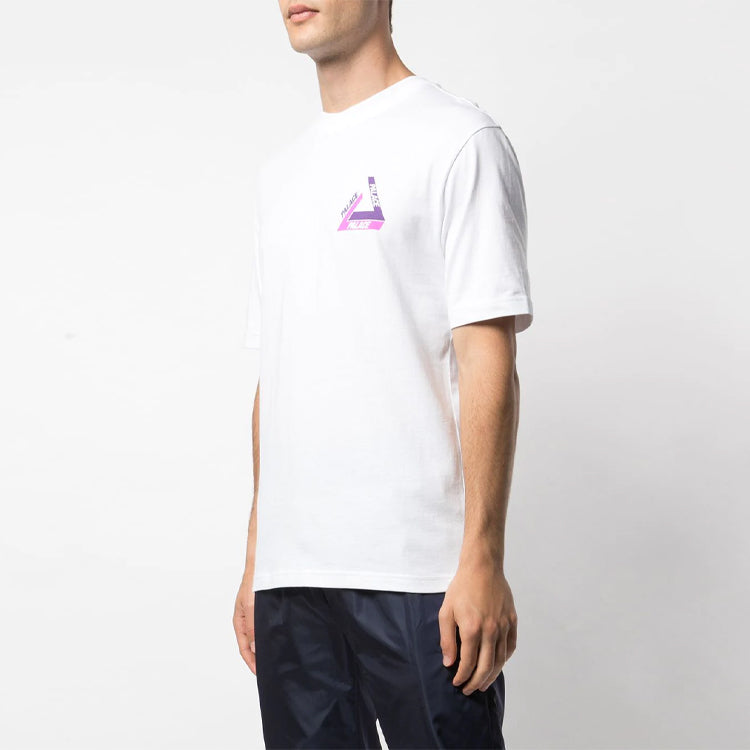 PALACE Tri-Shadow Christmas Limited Pink Purple Triangle Logo Round Neck Short Sleeve White T-Shirt P15TS240