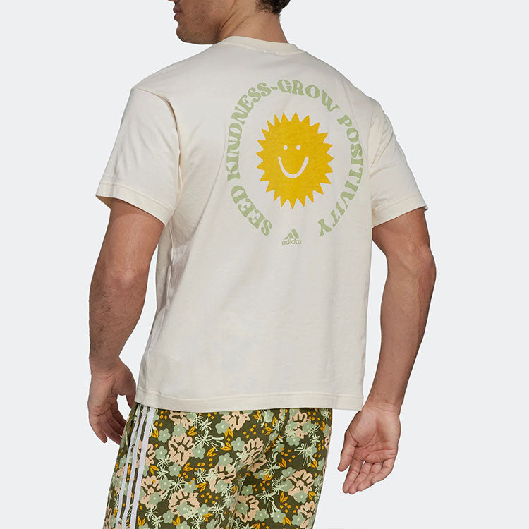 adidas Solid Color Logo Alphabet Round Neck Sports Short Sleeve White HR4315