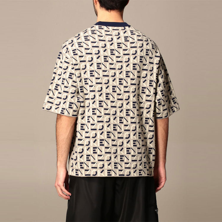 Men's KENZO SS21 Full Print Round Neck Short Sleeve Gray FB55PU5823SC-95
