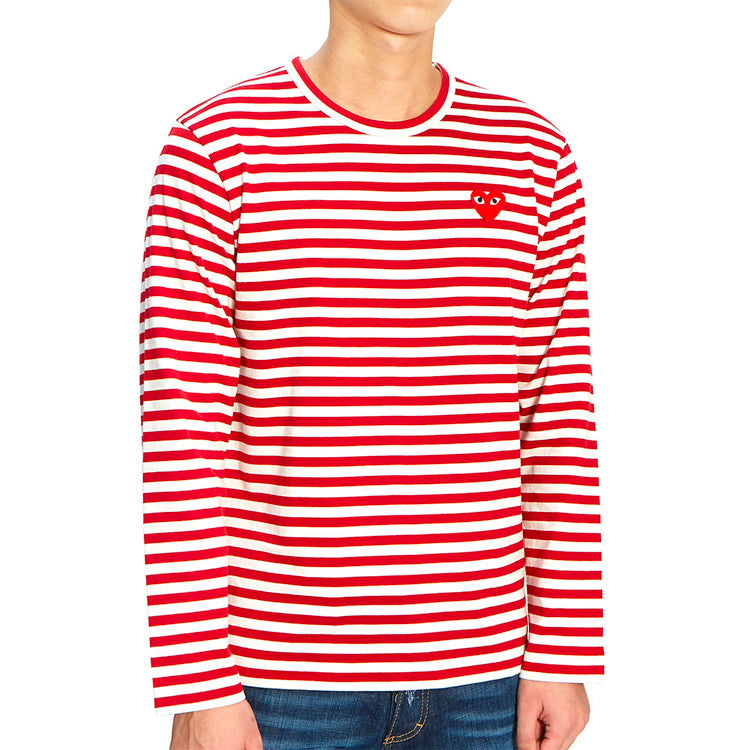 COMME des GARCONS PLAY Striped Long-Sleeve T-Shirt 'Red' AZ-T164-051-4
