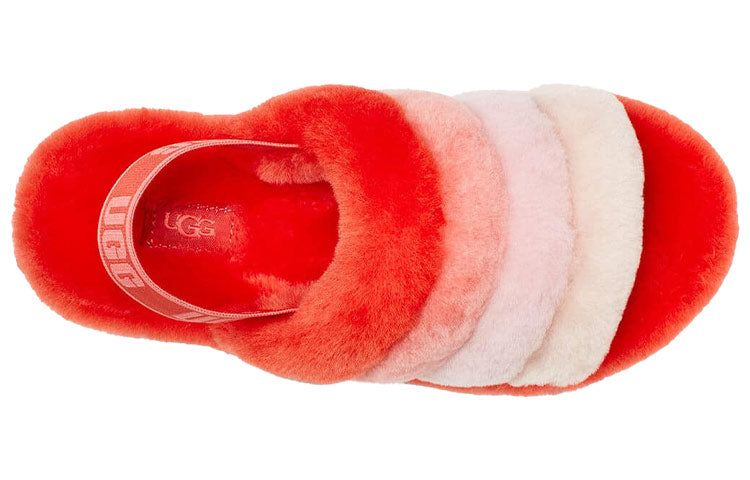 (WMNS) UGG Fluff Yeah Slide Thick Sole Shoe Orange White 1095119-LFMLT