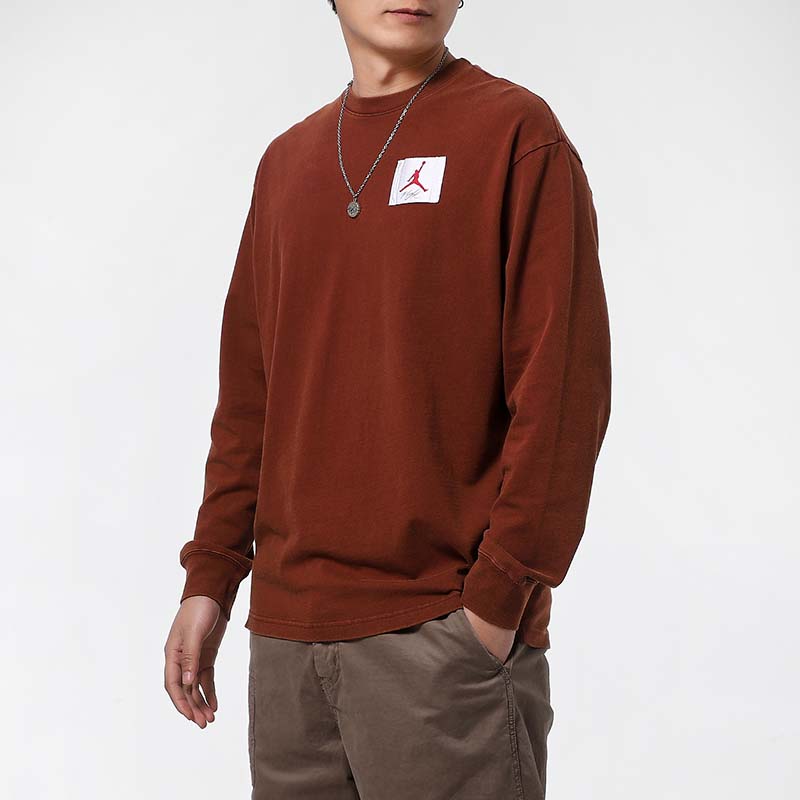 Air Jordan Logo Print Crew-neck Sports 'Flight Burgundy' DD0966-288