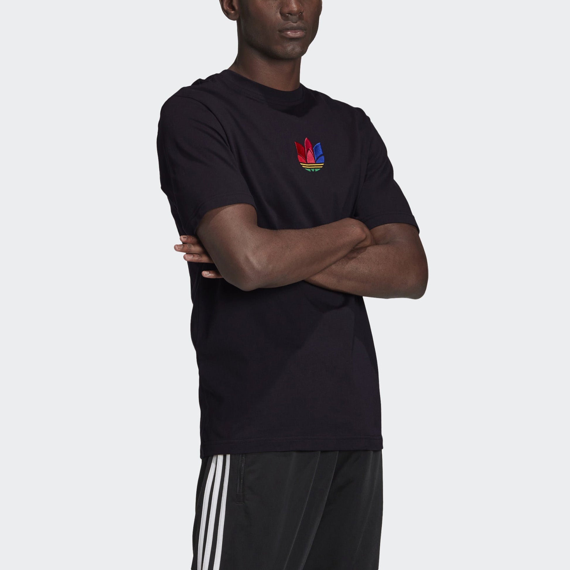 adidas originals 3d Trefoil Tee Casual Logo Round Neck Short Sleeve Black GE0829