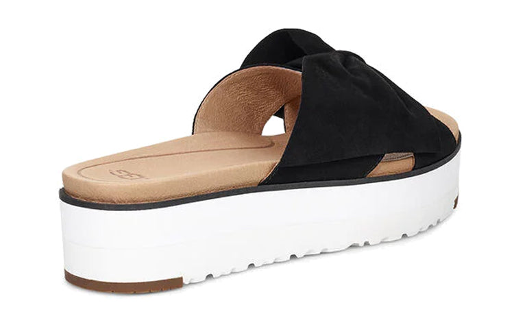 (WMNS) UGG Bow Open Toe Black White Slippers 'Black White' 1099803-BLK