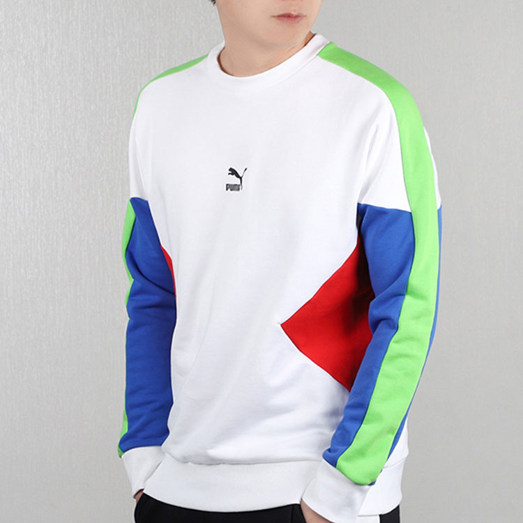 Men's PUMA TFS Crew Round Neck Pullover White 597328-52