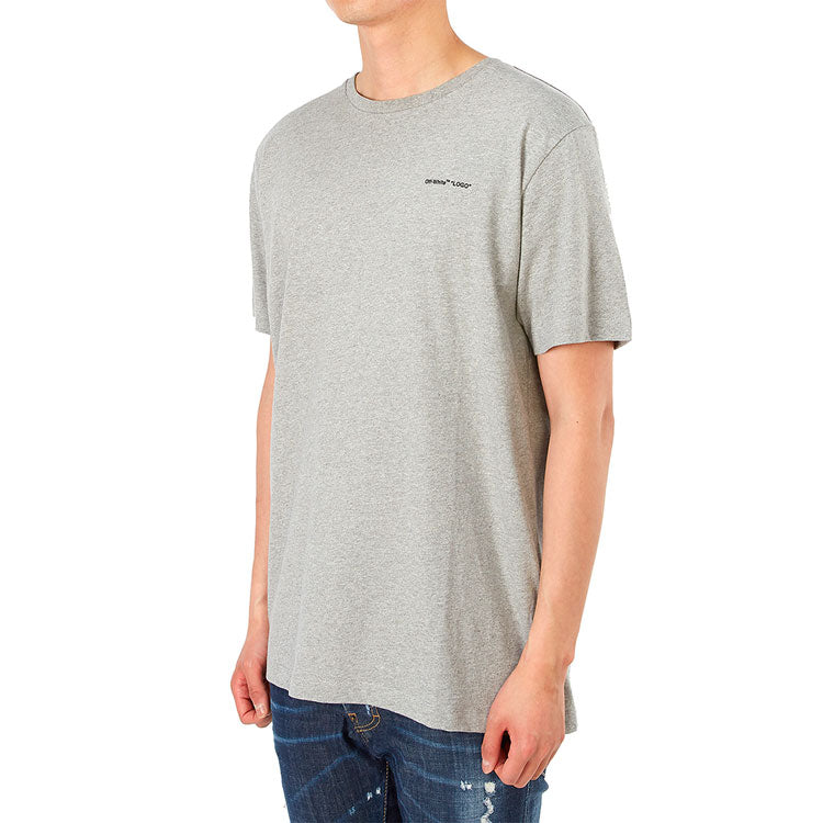 Off-White Chest Alphabet Logo Slim Fit Short Sleeve Gray OMAA027S191850220710