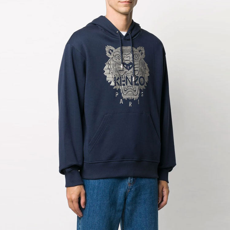 Men's KENZO TIGER Pattern Embroidered Printing Navy Blue FA65SW3154XF-76