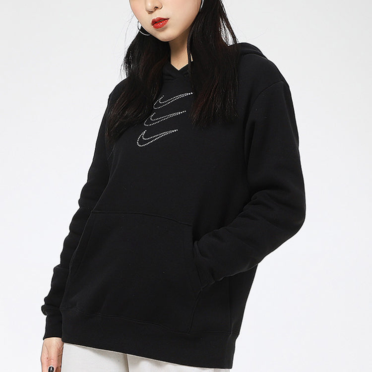 (WMNS) Nike Rhinestone Fleece Hoodie 'Black' DH1412-010