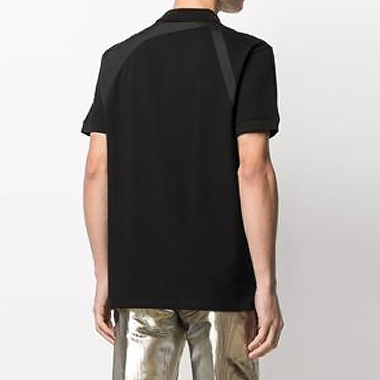 Men's Alexander McQueen FW21 Logo Splicing Short Sleeve Polo Shirt Black 625245-QQX33-1000